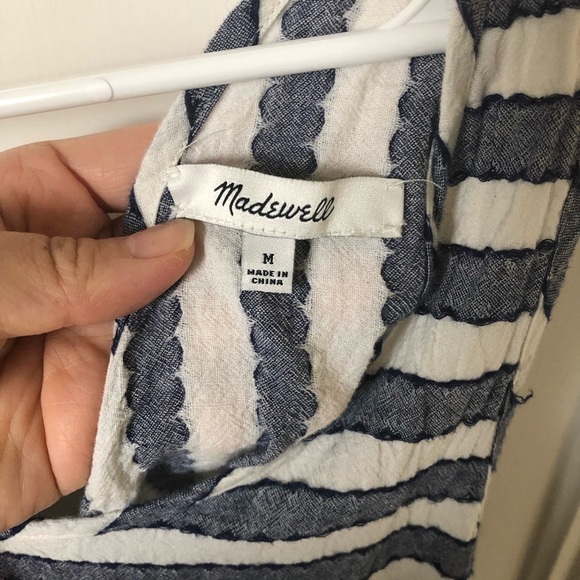 Madewell Blue White Striped Romper Medium M Beach Summer Spring - Picture 6 of 15